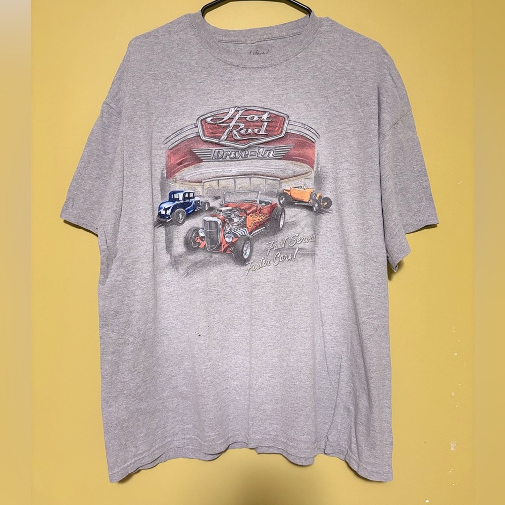 Y2K Hot Rod Drive-In Shirt Gray Mens XL RaceCar